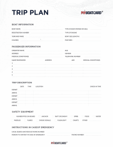 A sample of a Trip plan for which you should file when heading out on the water. 