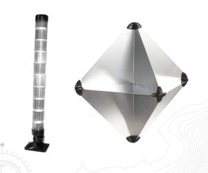 A metallic device called a radar reflector which helps small boats show up on the radar screens of larger boats.